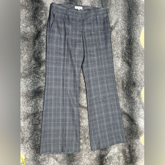 Calvin Klein Women 4 Charcoal Plaid Rayon Blend Wide Legs Casual Carrier Pants - Picture 11 of 12